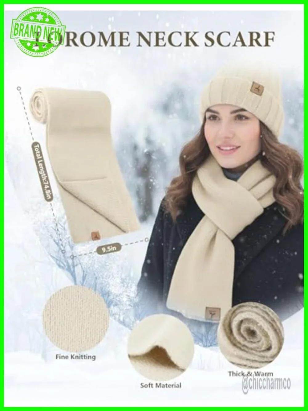 Winter Beanie Hat Scarf Gloves Set Cashmere Touchscreen Gloves Warm Set